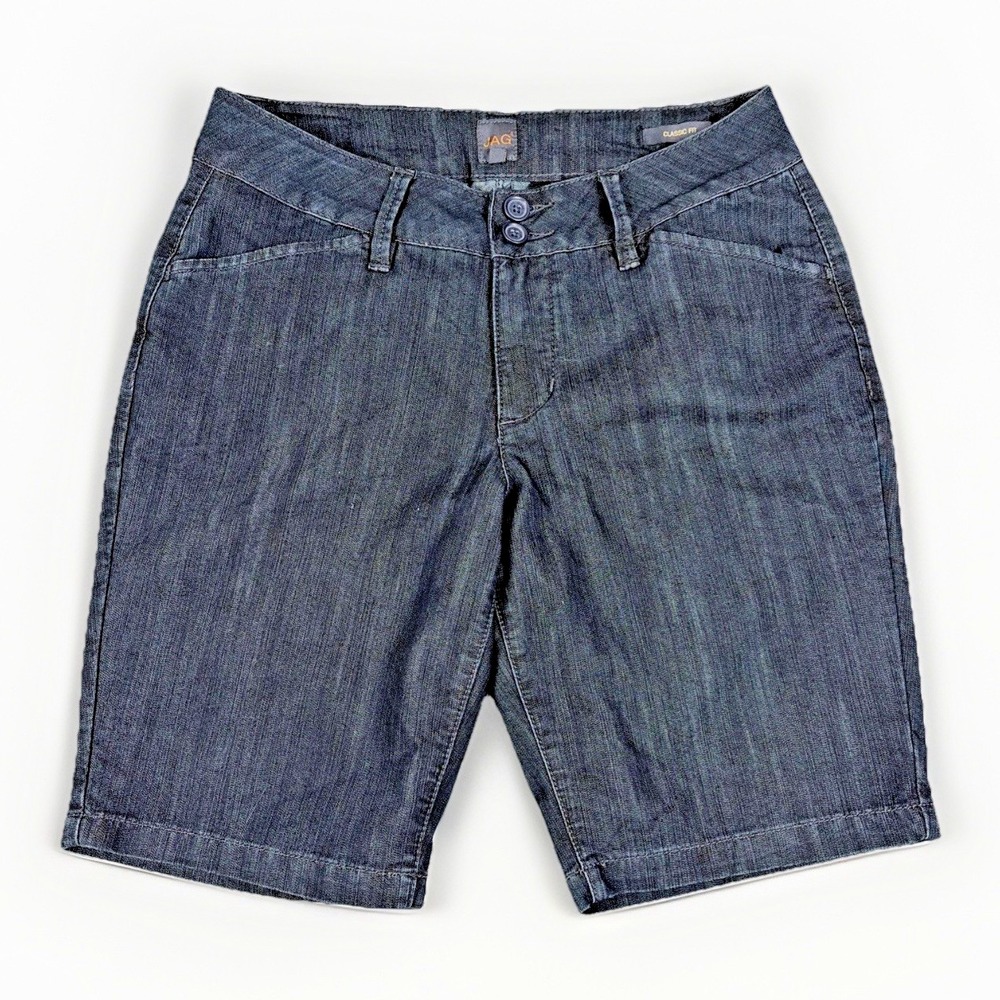 Jag Jeans Denim Shorts Womens 6 Dark Blue Classic Fit Stretch Bermuda